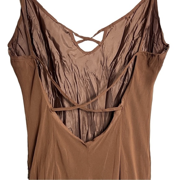People Like Frank Maxi Dress Women's Medium Brown Strappy Lined Tiered FLAW - Picture 6 of 10